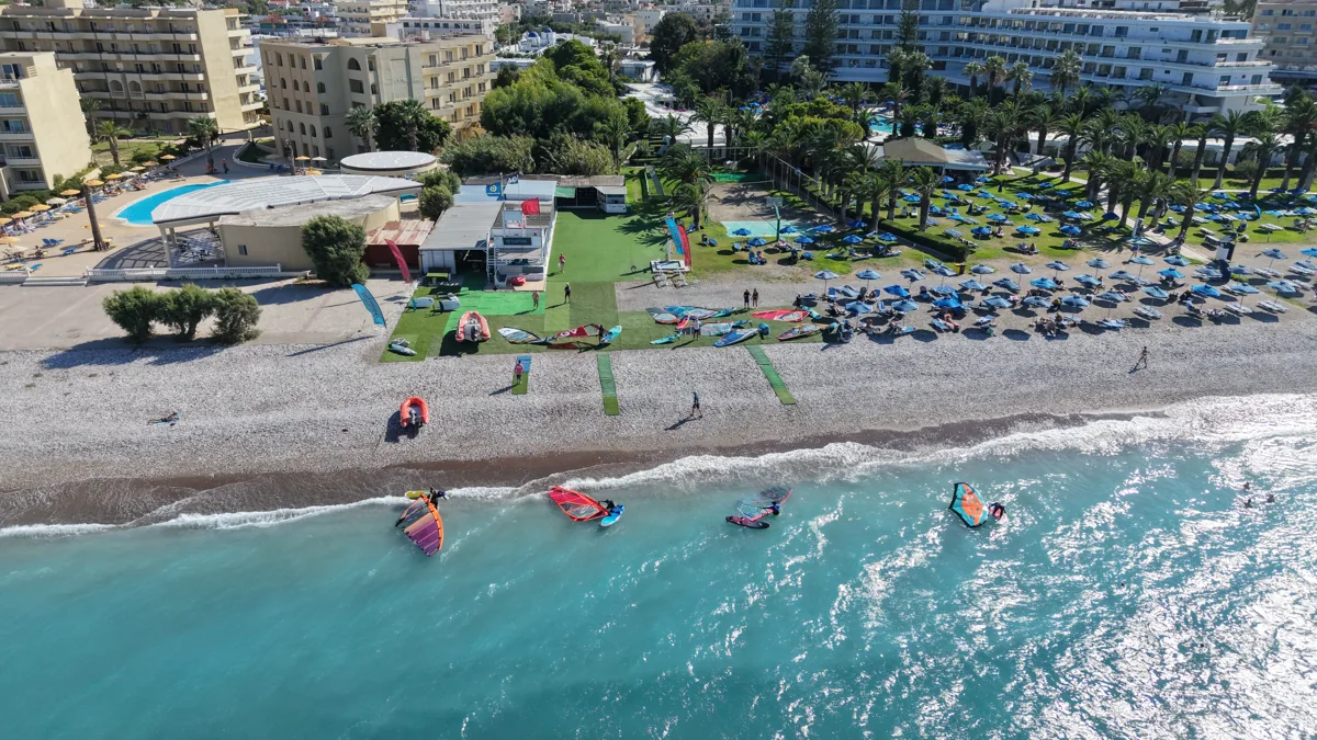 The Procenter beachfront seen from above