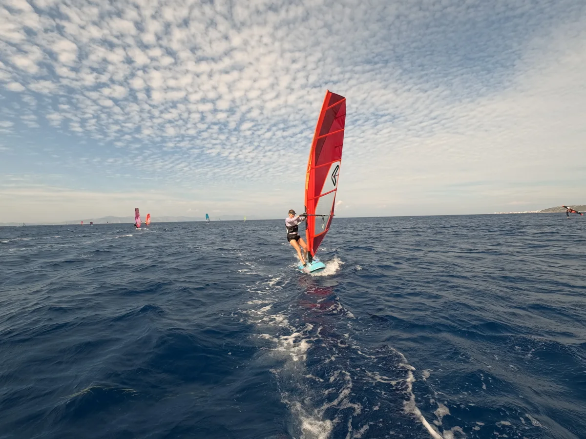 Freeride practice under a bright sky